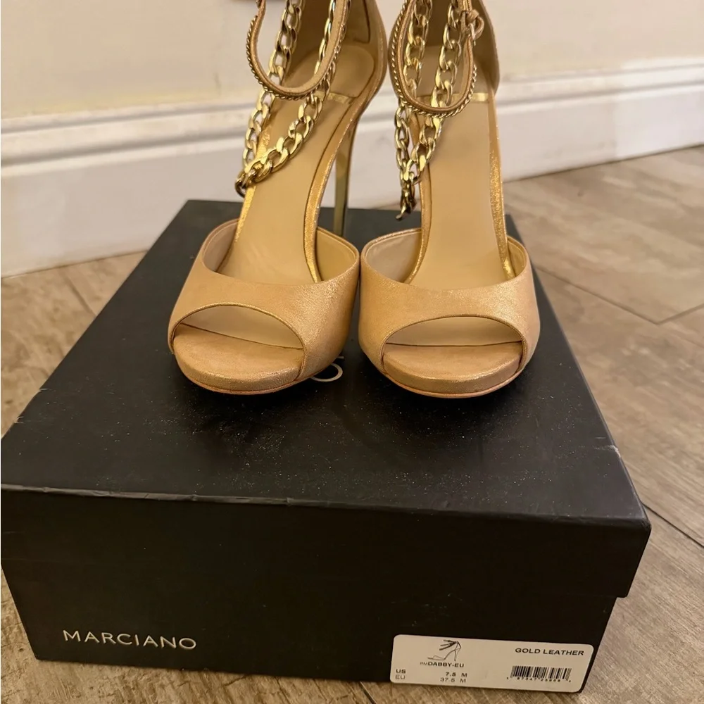 Marciano Gold Chain-Detail Women's Heels - Picture 2 of 5